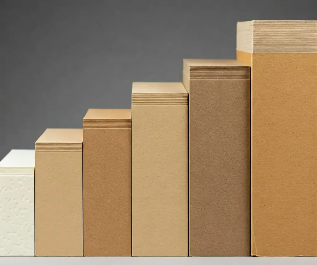 A Visual Comparison Of Different Paper Thicknesses, Illustrating The Concept Of Bulk.