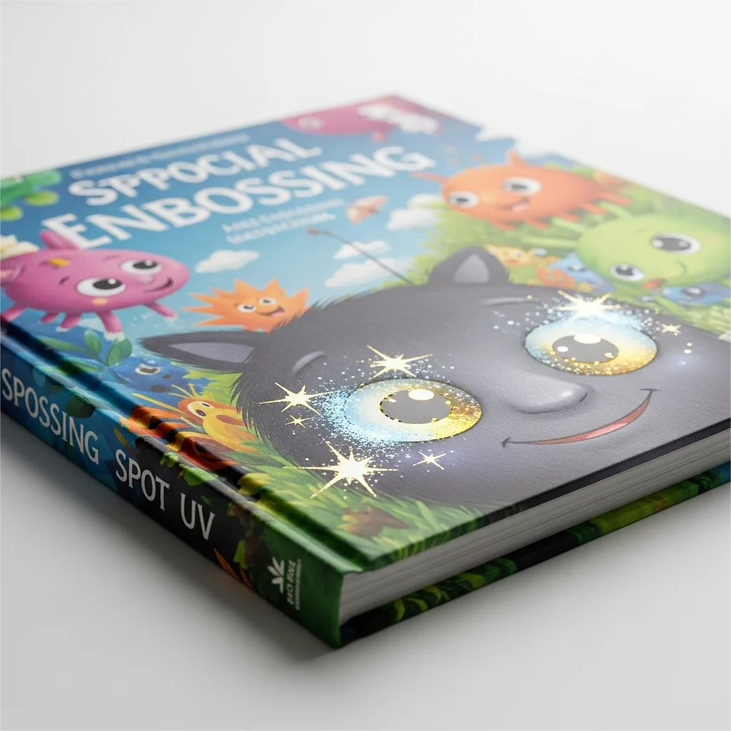 Un livre pour enfants magnifiquement réalisé qui démontre l'impact des finitions spéciales telles que les UV ponctuels et le gaufrage sur l'impression de couleurs vives.