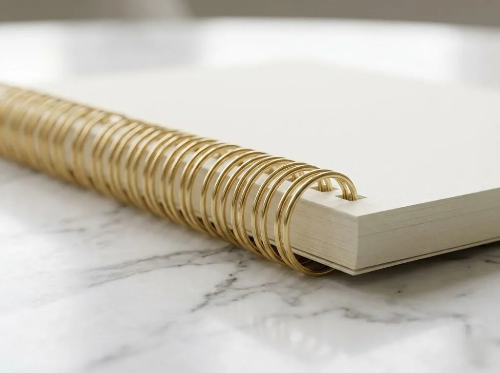 Professional Gold Metal Wire O Binding Detail.