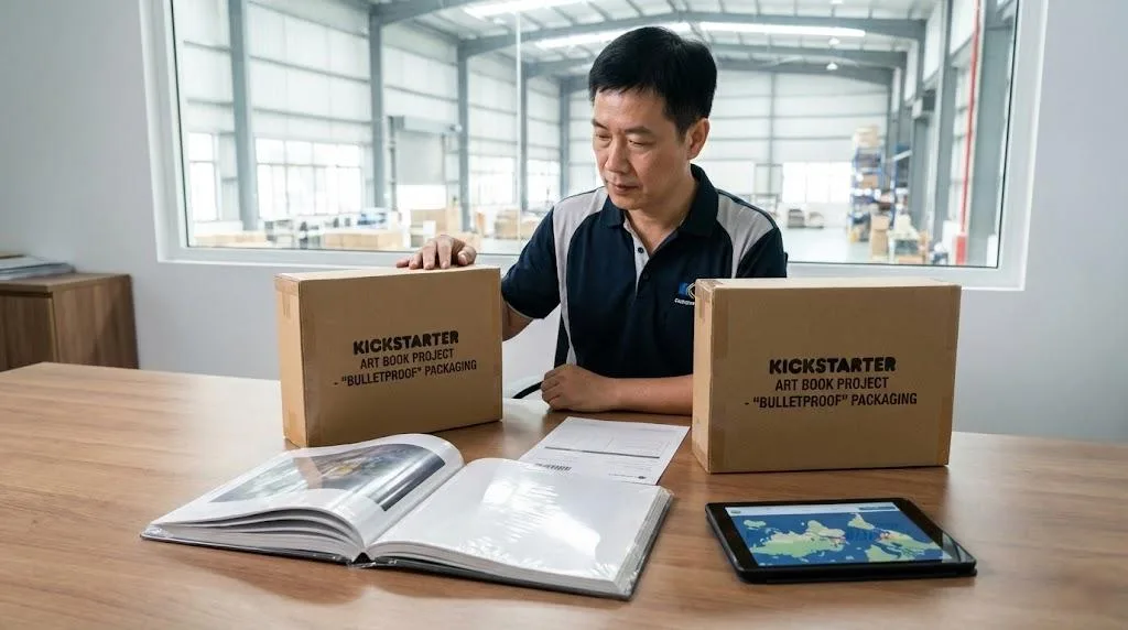 Professional Inspection Of Custom Engineered Bulletproof Art Book Packaging For Kickstarter.