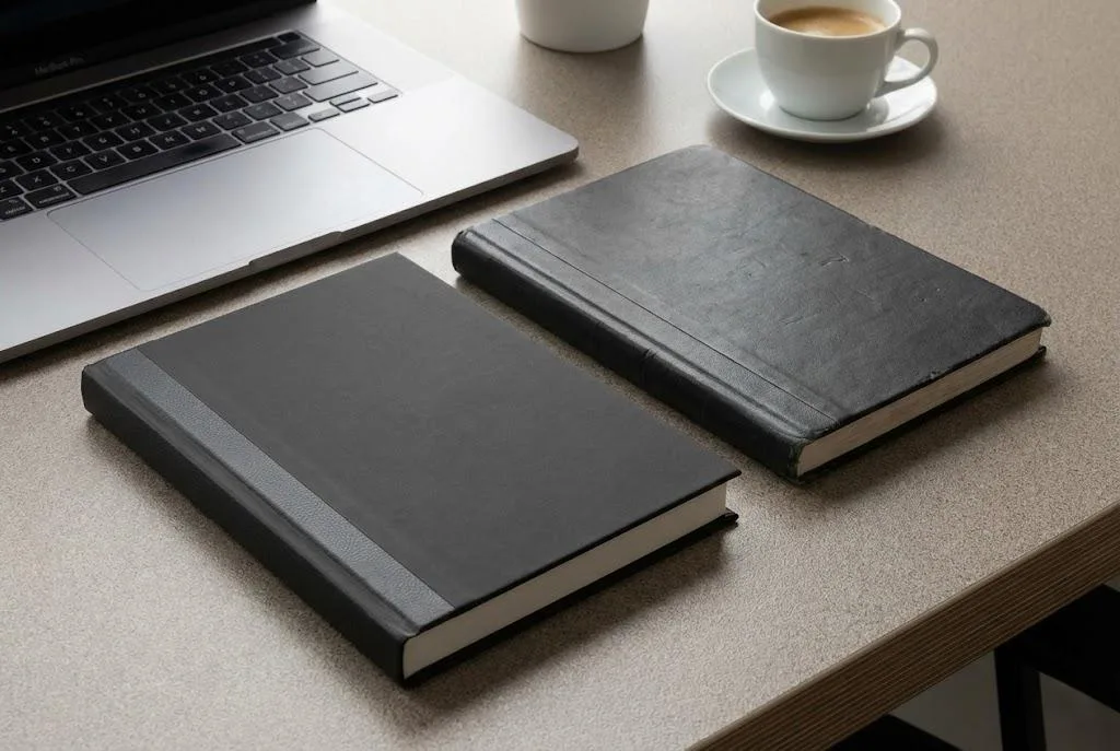 Scuff Resistant Corporate Journals On A Desk Demonstrating Structural Integrity And Brand Prestige.