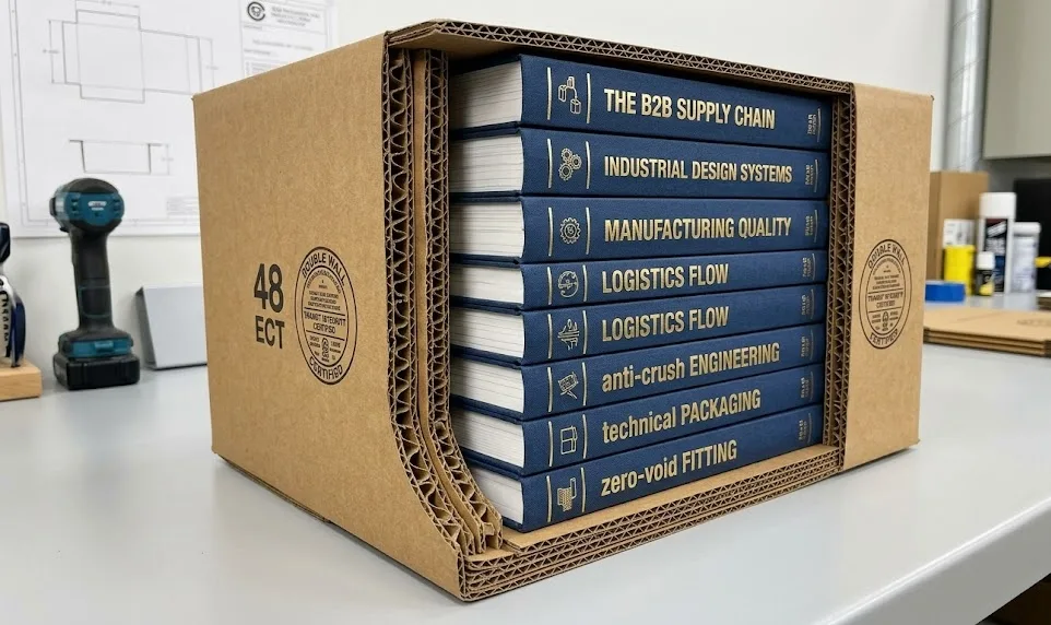 Custom 48 ECT double wall box with zero gap book packaging