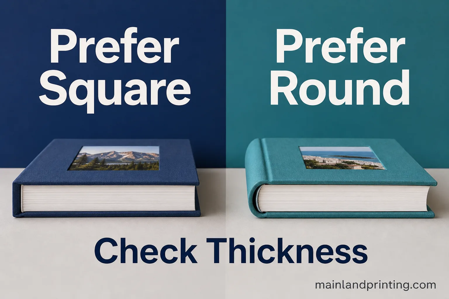Round vs Square Spine Choice Chart Round versus square spine hardcover choice decision chart