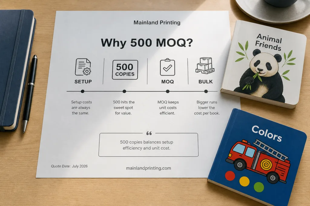Board Book MOQ Guide: Why 500 Copies Is the Real Starting Point