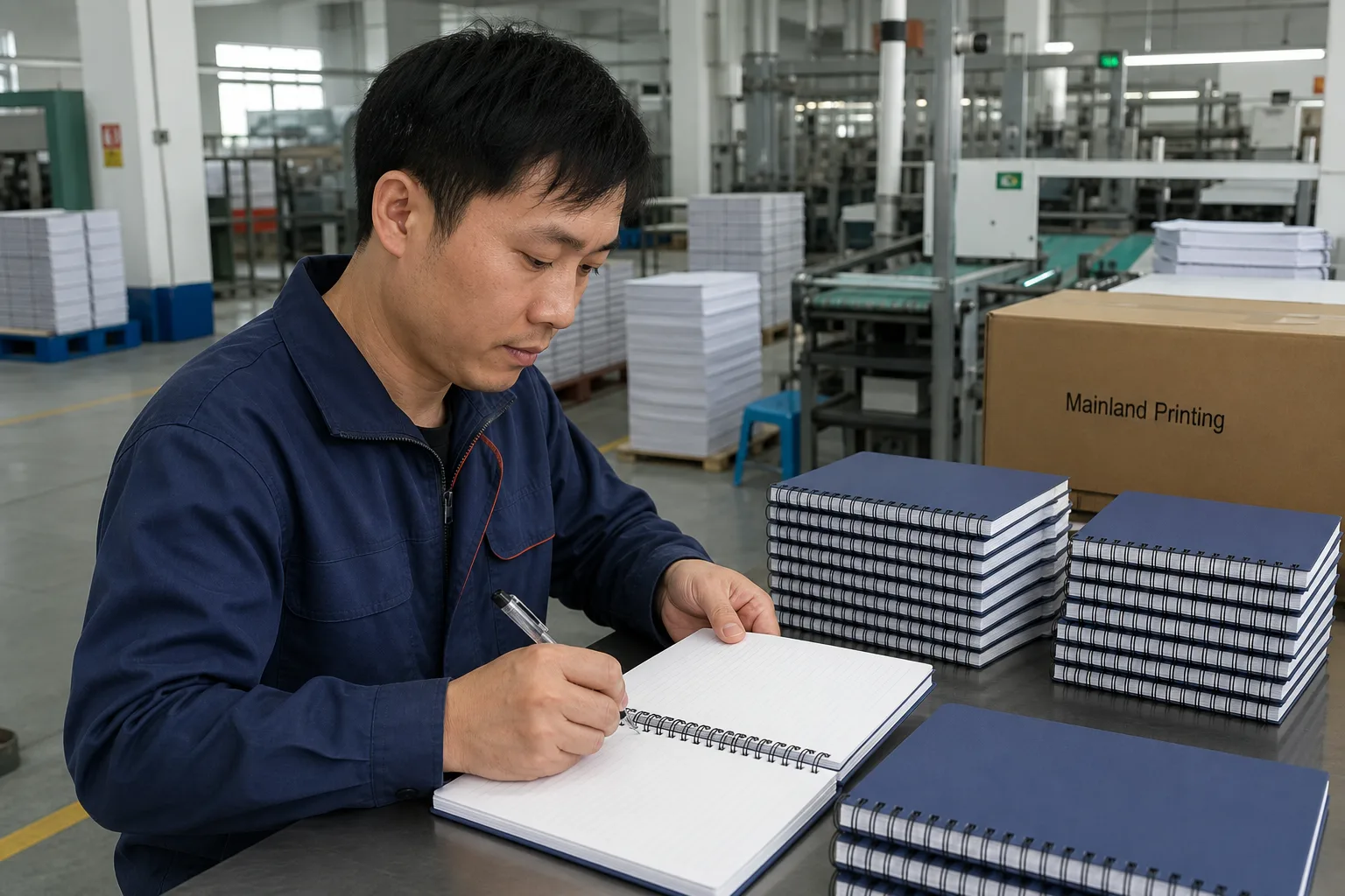 operator tests writing and wire o binding 2 Chinese operator tests pen writing on Wire-O notebook pages