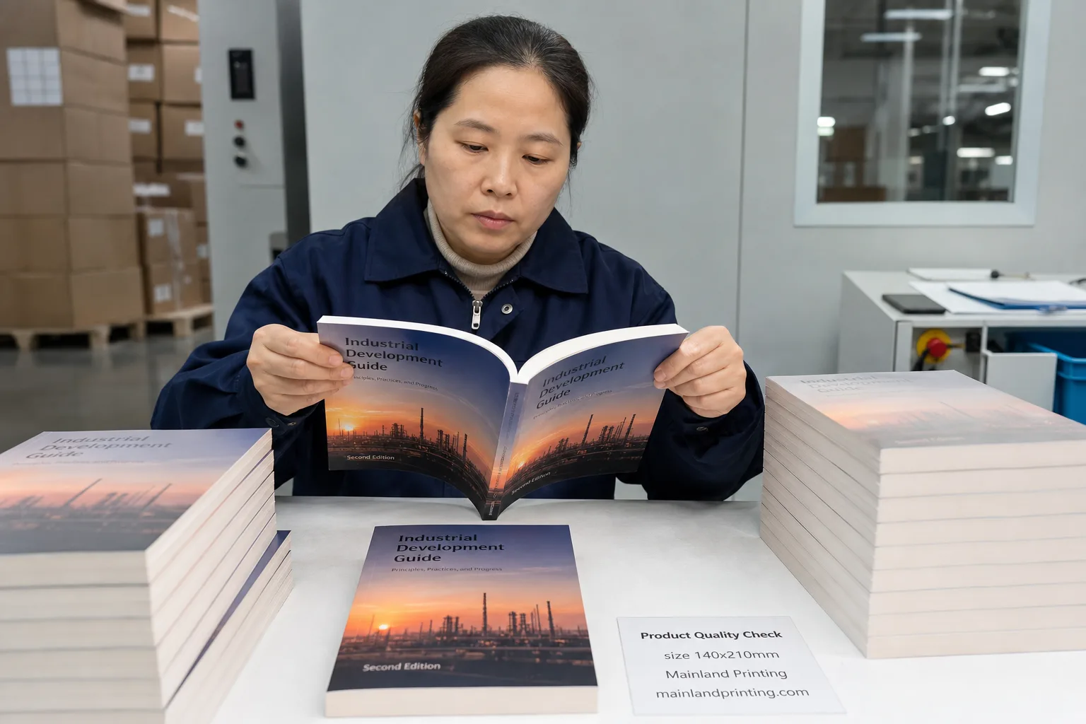 qc opens paperback sample page pull Chinese QC opens paperback sample to check page pull