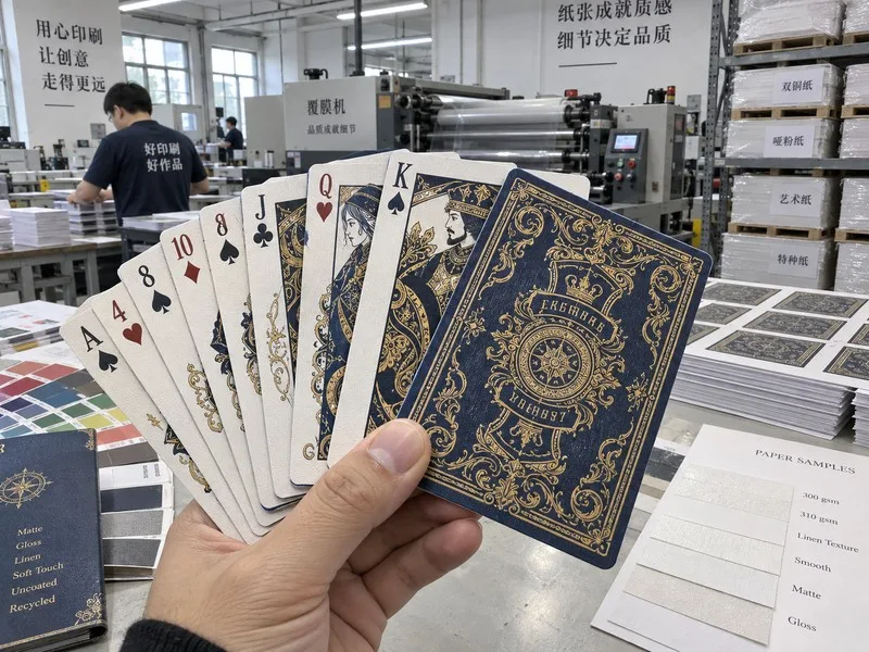 Custom playing cards blue core linen finish