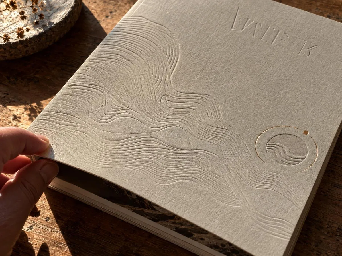 Embossed catalog cover