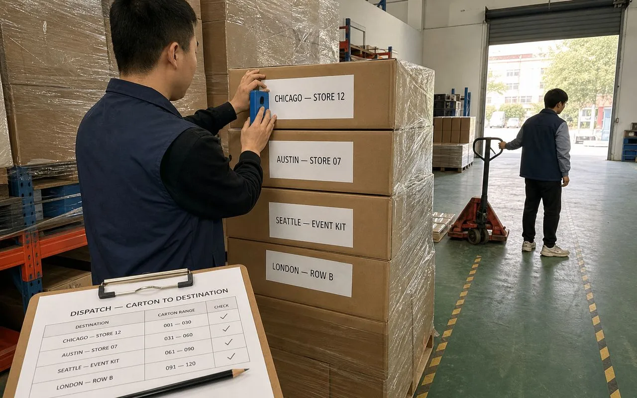 labeled cartons split delivery warehouse