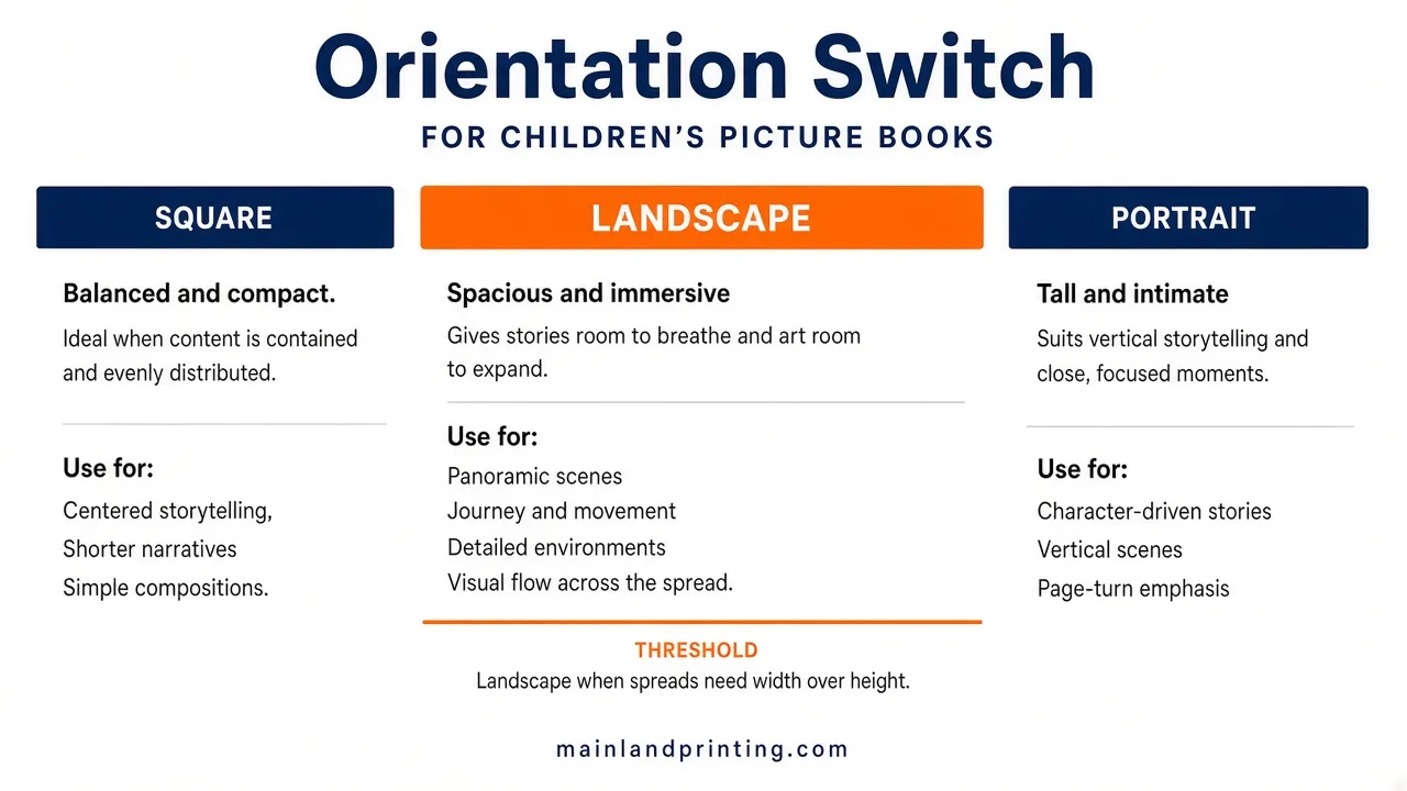 orientation switch square landscape portrait Infographic switching square landscape portrait by art layout needs