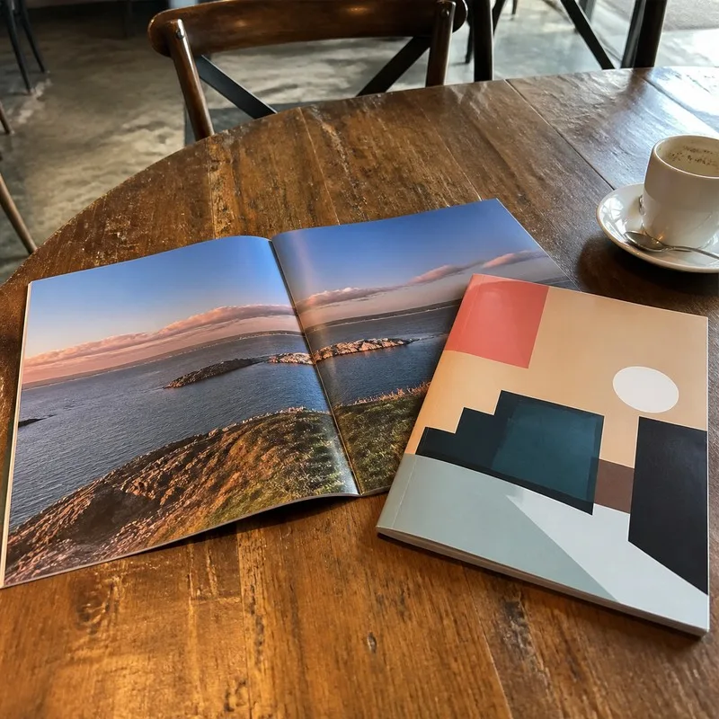 saddle stitched magazine spread full color