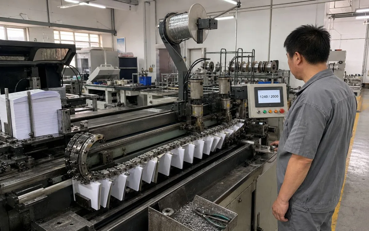 saddle stitcher driving wire staples fold