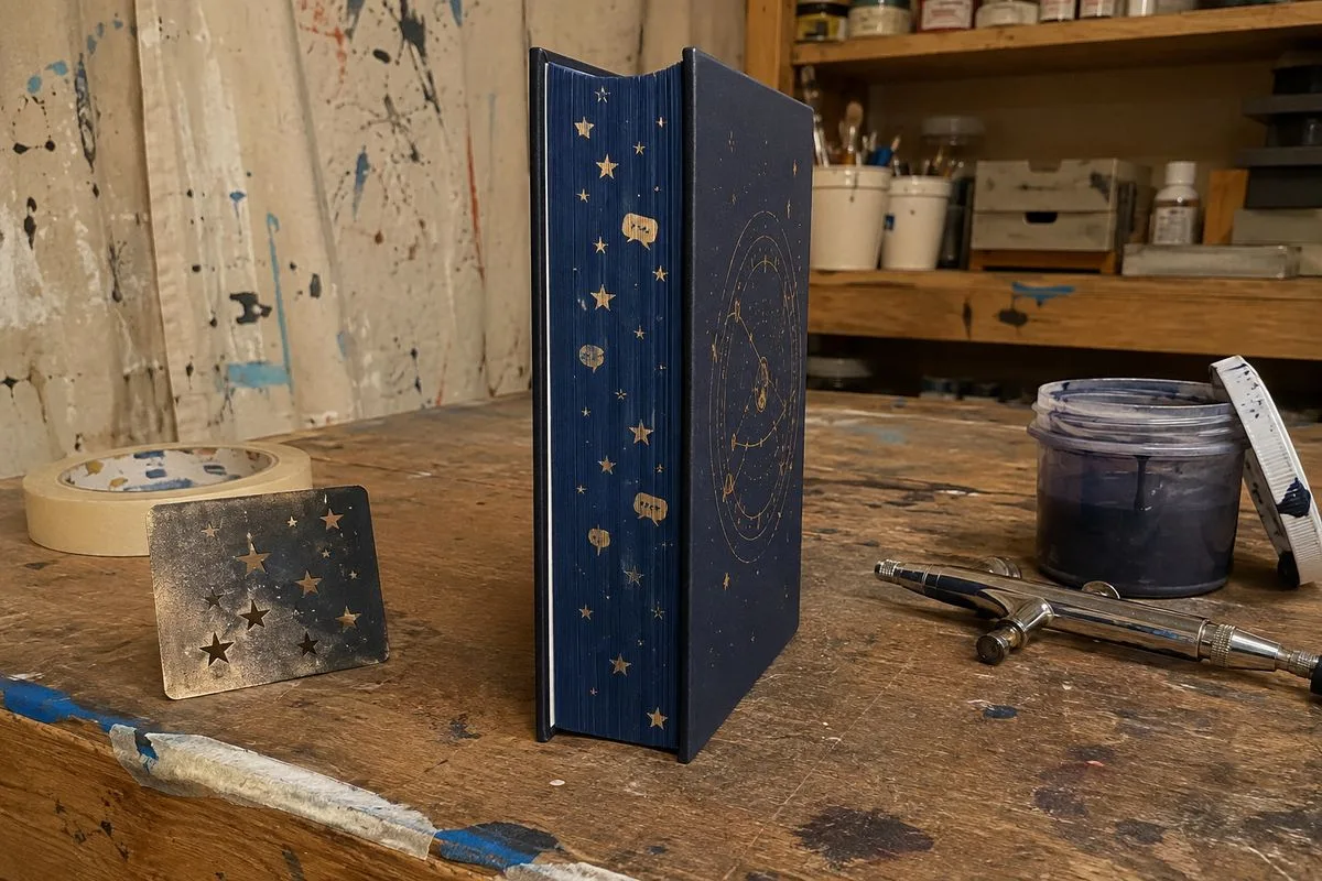 stenciled pattern sprayed edges