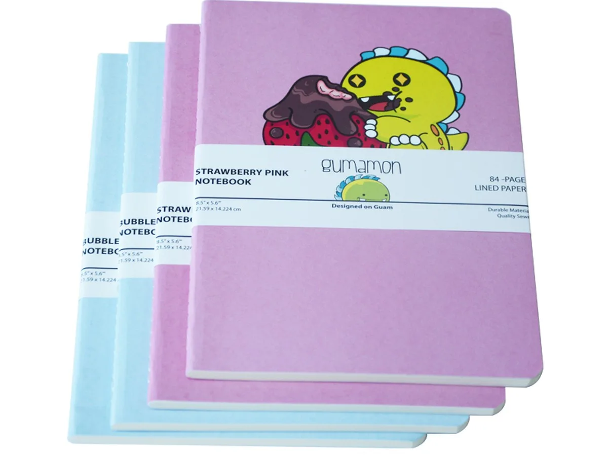 custom softcover notebook lying flat
