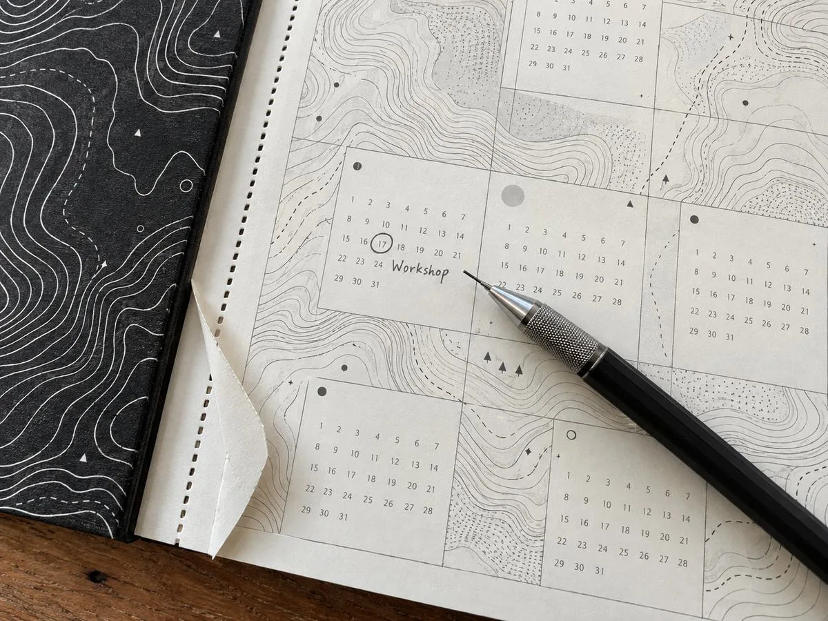 custom grayscale patterned notebook page with perforation